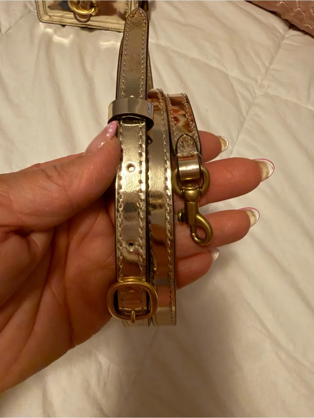 Coach Metallic Gold Mini tabby Top-Handle Bag with Detachable Strap - Picture 8 of 8